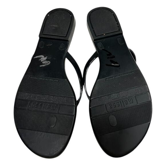 Melissa Flower Jelly Thong Flip Flop Women's 8 Black Pink Summer Vacation Beach - Picture 7 of 7